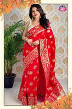 Load image into Gallery viewer, Beautiful Jacquard Festival &amp; Party Wear Red Soft Silk Saree
