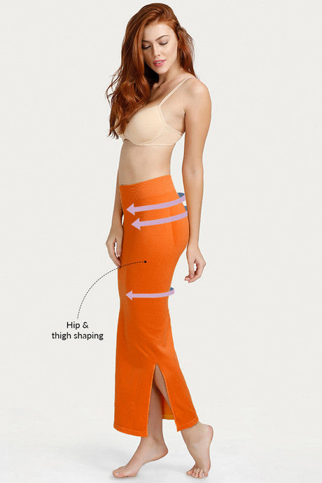 Women Saree Shapewear with Side Slit in Orange (Fish Cut Petticoat) –