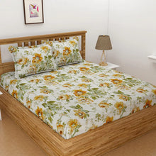 Load image into Gallery viewer, Summer Floral Cotton Blend King Size Elastic Fitted King Bedsheet
