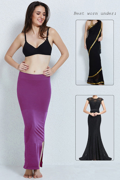 Women Saree Shapewear with Side Slit in Black (Fish Cut Petticoat) –