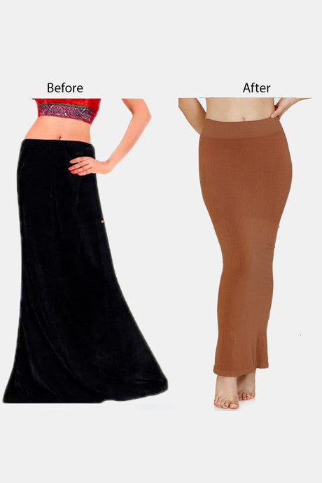 Women Saree Shapewear with Side Slit in Black (Fish Cut Petticoat) –