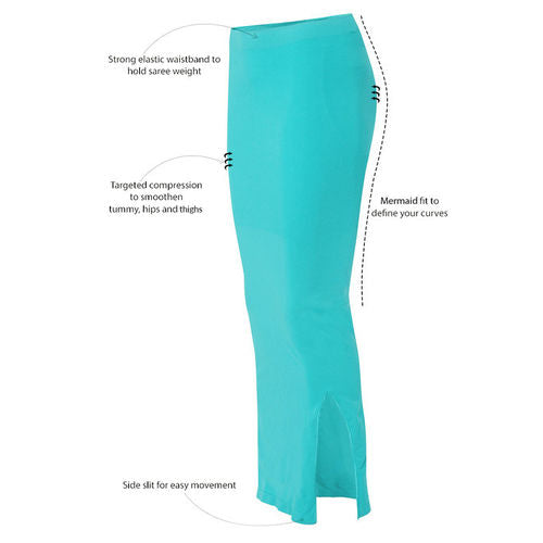 Women Saree Shapewear with Side Slit - Firozi Colour (Fish Cut