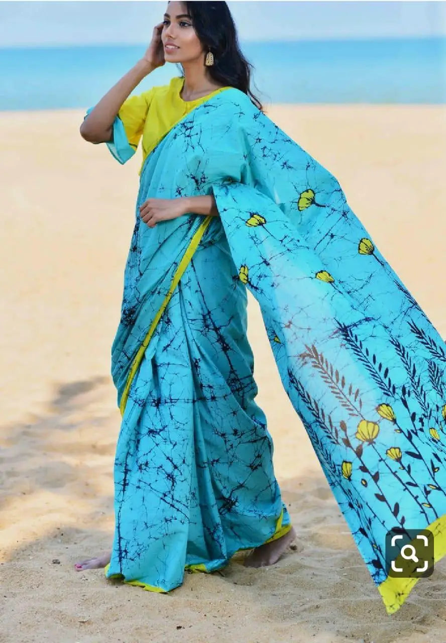 Kala Niketan Mulmul Cotton Designer Latest Fashion Handblock Print Saree with Blouse