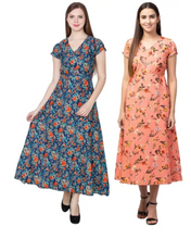 Load image into Gallery viewer, Women&#39;s Floral Print A-line Maxi Dress Pack of 2 (S to 5XL Size Available)
