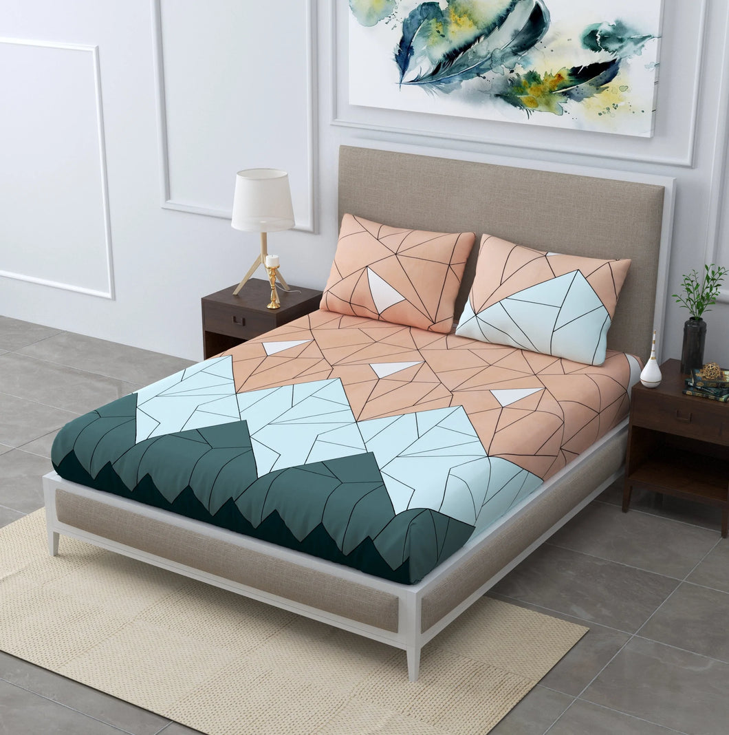 Multicolor King Size Abstract Elastic Fitted King Size Bedsheet